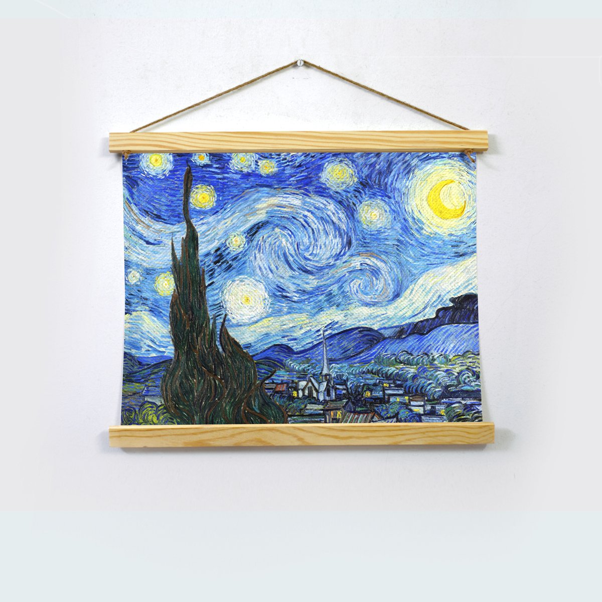 Starry Night By Van Gogh Hanging Canvas Painting - Meri Deewar Hanging Canvas Premium Wall Art Canvas by MeriDeewar
