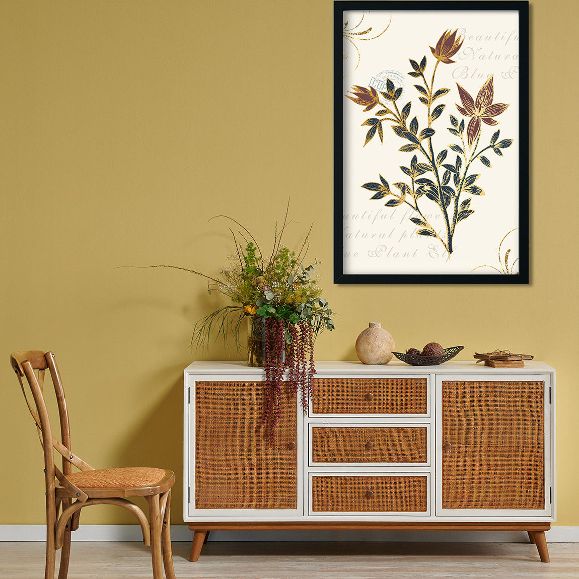 State Flower Print Painting 2 : 3 Vertical Premium Wall Art Canvas by MeriDeewar