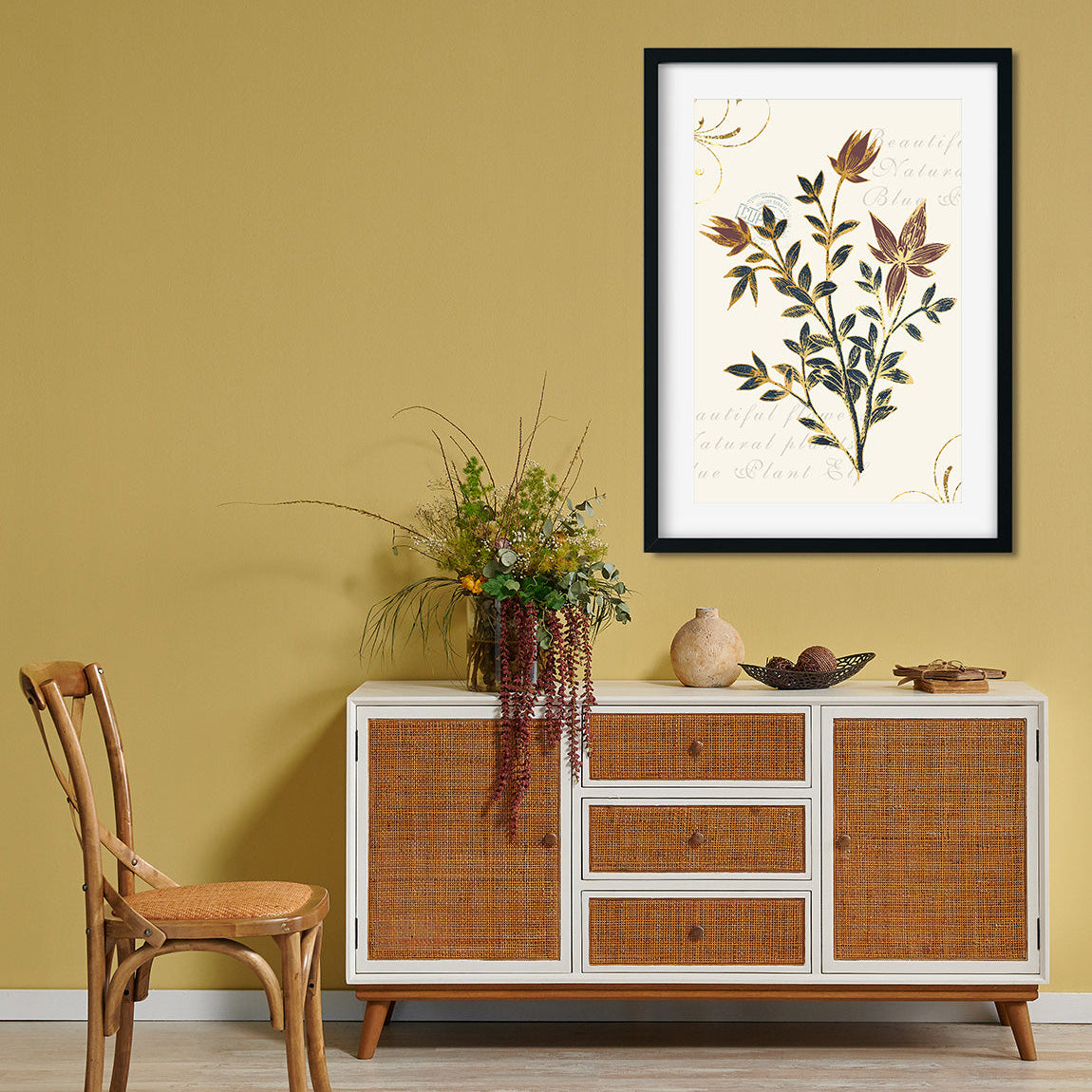 State Flower Print Painting 2 : 3 Vertical Premium Wall Art Canvas by MeriDeewar