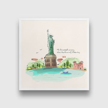 Statue of liberty Artwork Painting - Meri Deewar 1 : 1 Square Premium Wall Art Canvas by MeriDeewar