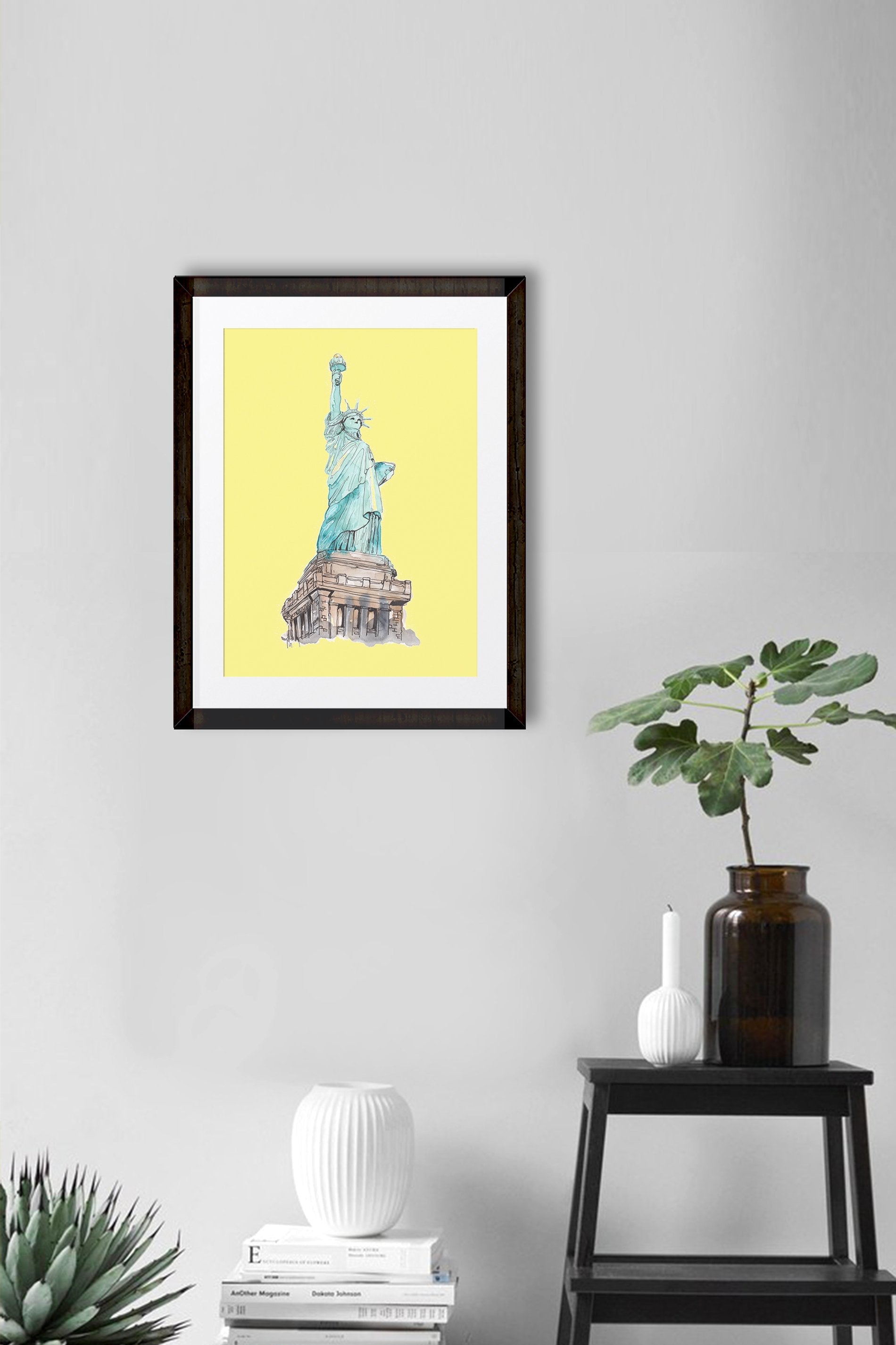 Statue of Liberty Illustration Painting - Meri Deewar 3 : 4 Vertical Premium Wall Art Canvas by MeriDeewar