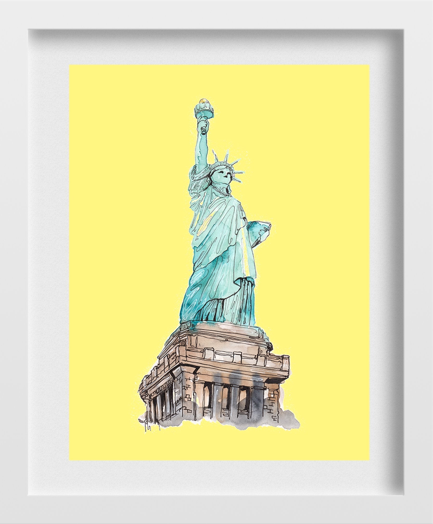 Statue of Liberty Illustration Painting - Meri Deewar 3 : 4 Vertical Premium Wall Art Canvas by MeriDeewar