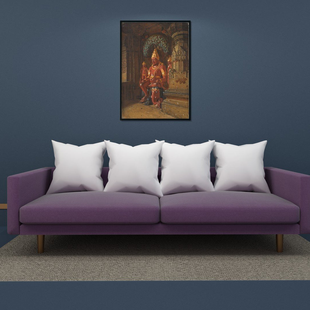 Statue of vishnu in the temple of indra in ellora Painting - Meri Deewar 2 : 3 Vertical Premium Wall Art Canvas by MeriDeewar