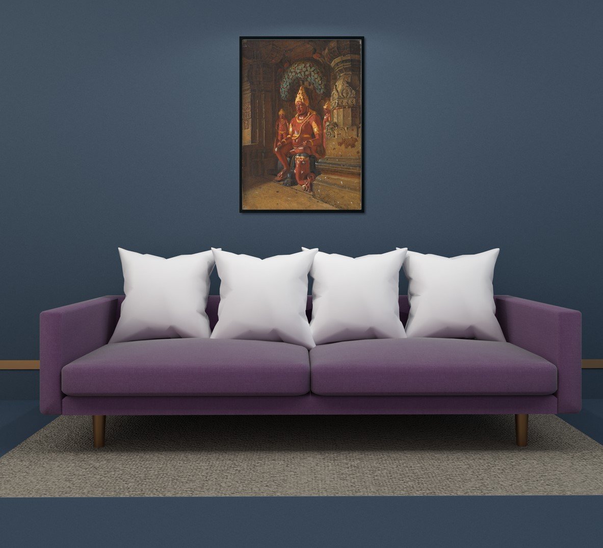 Statue of vishnu in the temple of indra in ellora Painting - Meri Deewar 2 : 3 Vertical Premium Wall Art Canvas by MeriDeewar
