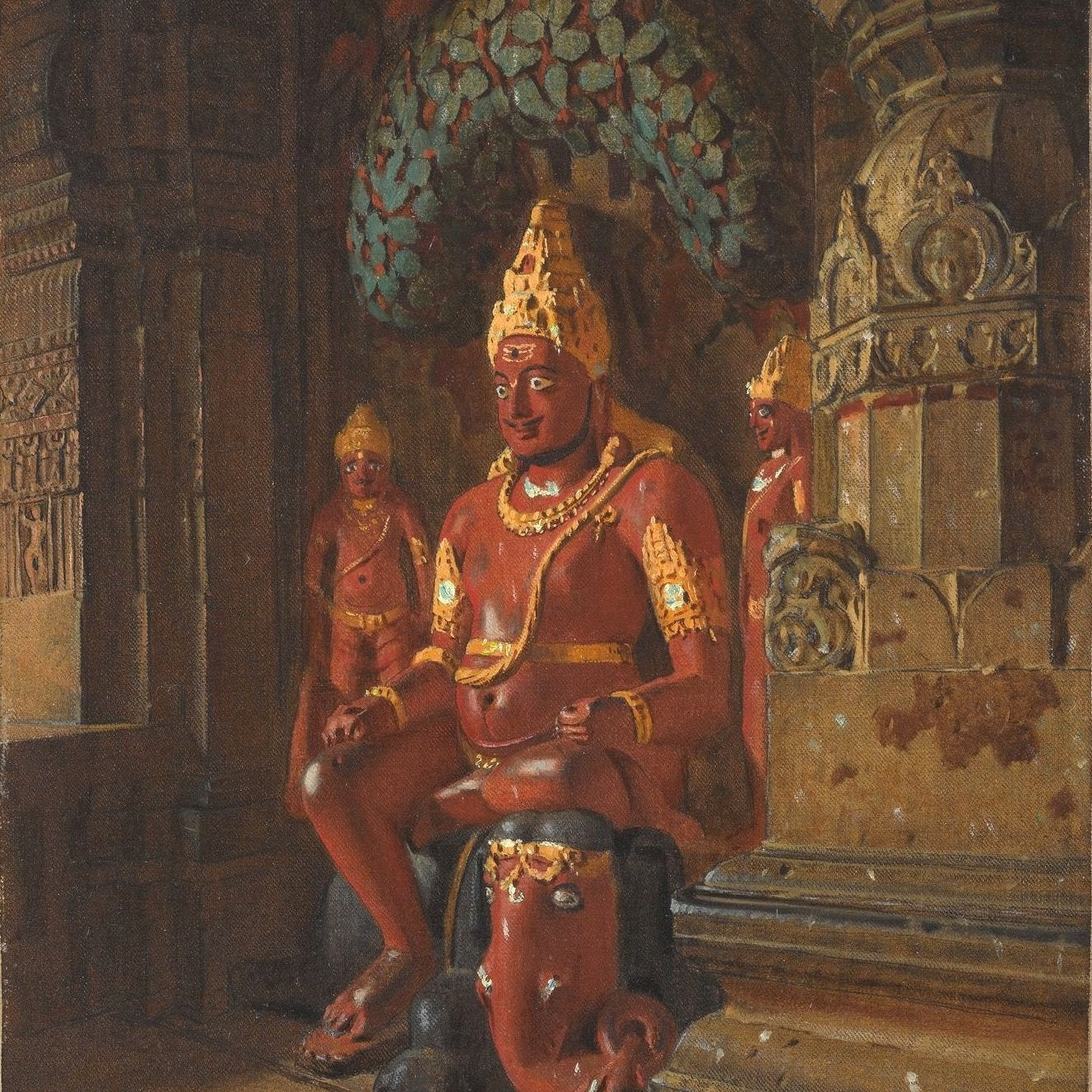Statue of vishnu in the temple of indra in ellora Painting - Meri Deewar 2 : 3 Vertical Premium Wall Art Canvas by MeriDeewar