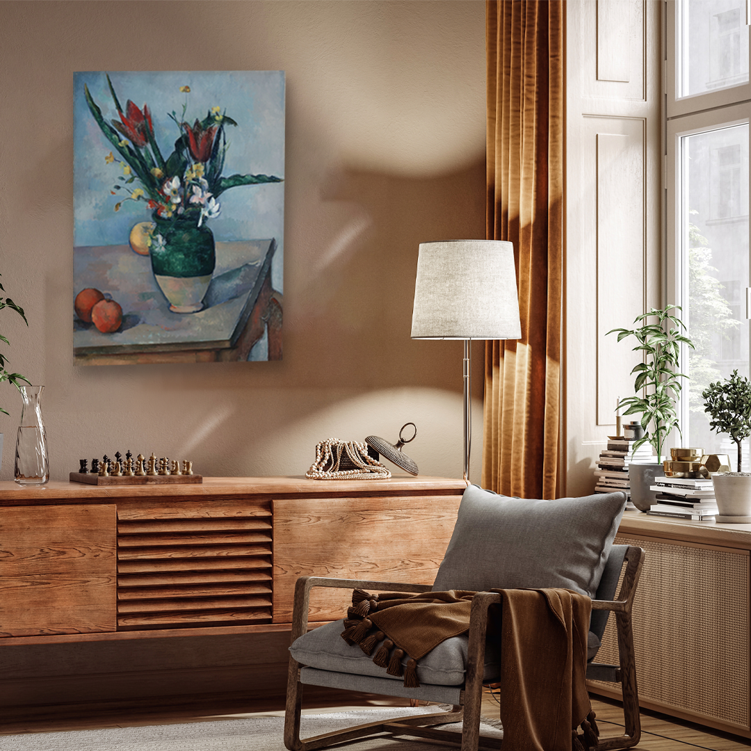 Still Life Tulips and Apples Painting 3 : 4.2 Vertical Premium Wall Art Canvas by MeriDeewar
