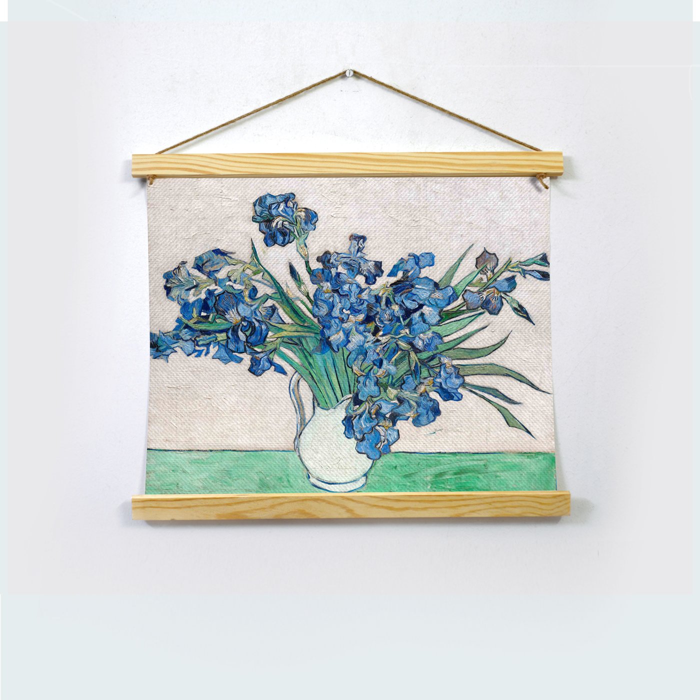 Still Life Vase With Irises By Van Gogh Hanging Canvas Painting - Meri Deewar Hanging Canvas Premium Wall Art Canvas by MeriDeewar