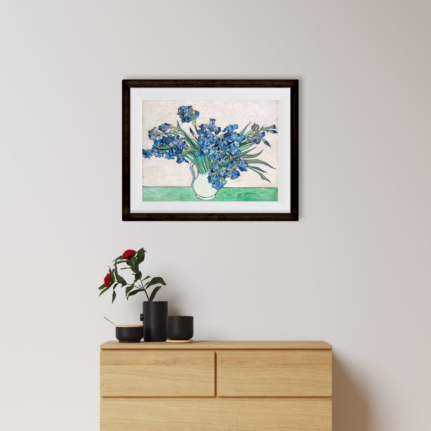 Still Life Vase With Irises By Van Gogh Painting - Meri Deewar 5 : 4 Horizontal Premium Wall Art Canvas by MeriDeewar