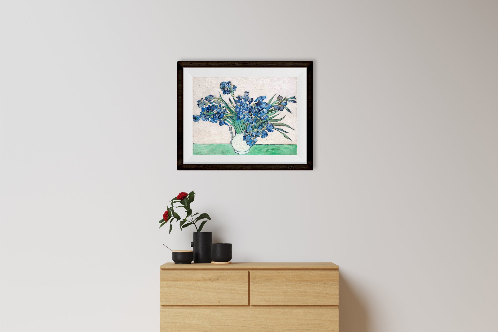 Still Life Vase With Irises By Van Gogh Painting - Meri Deewar 5 : 4 Horizontal Premium Wall Art Canvas by MeriDeewar