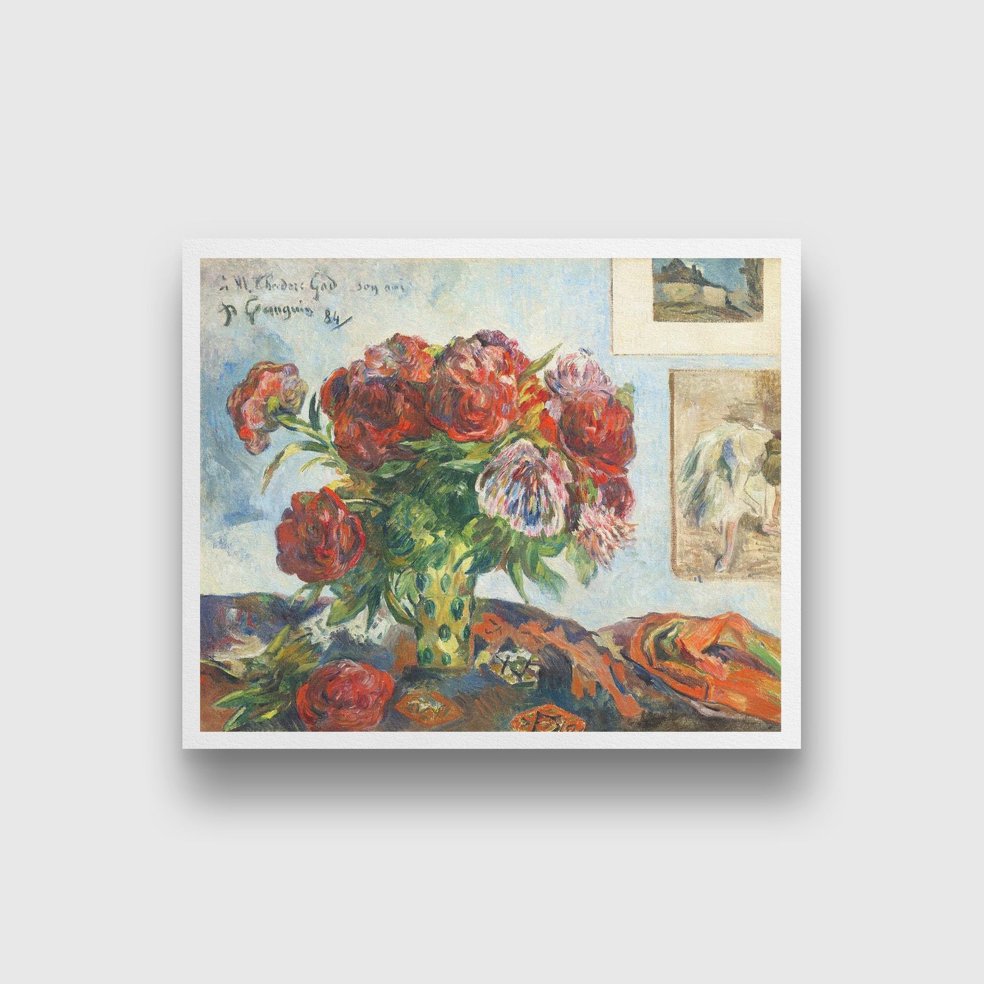 Still Life with Peonies Painting - Meri Deewar 4 :5 Vertical Premium Wall Art Canvas by MeriDeewar