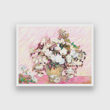 Still Life with Vase Flower Painting 2 : 1 Horizontal Premium Wall Art Canvas by MeriDeewar