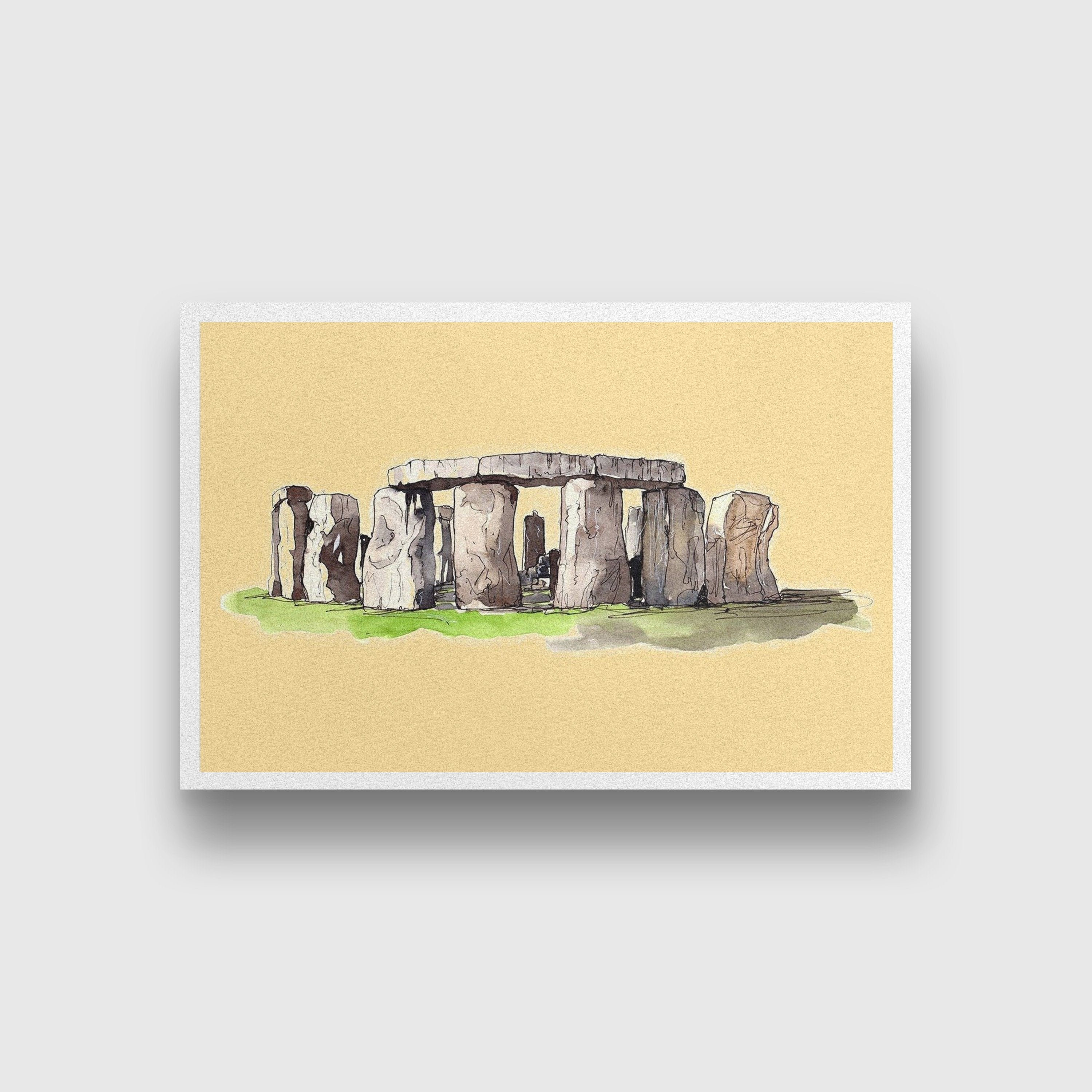 Stonehenge Illustration Painting - Meri Deewar 3 : 2 Horizontal Premium Wall Art Canvas by MeriDeewar