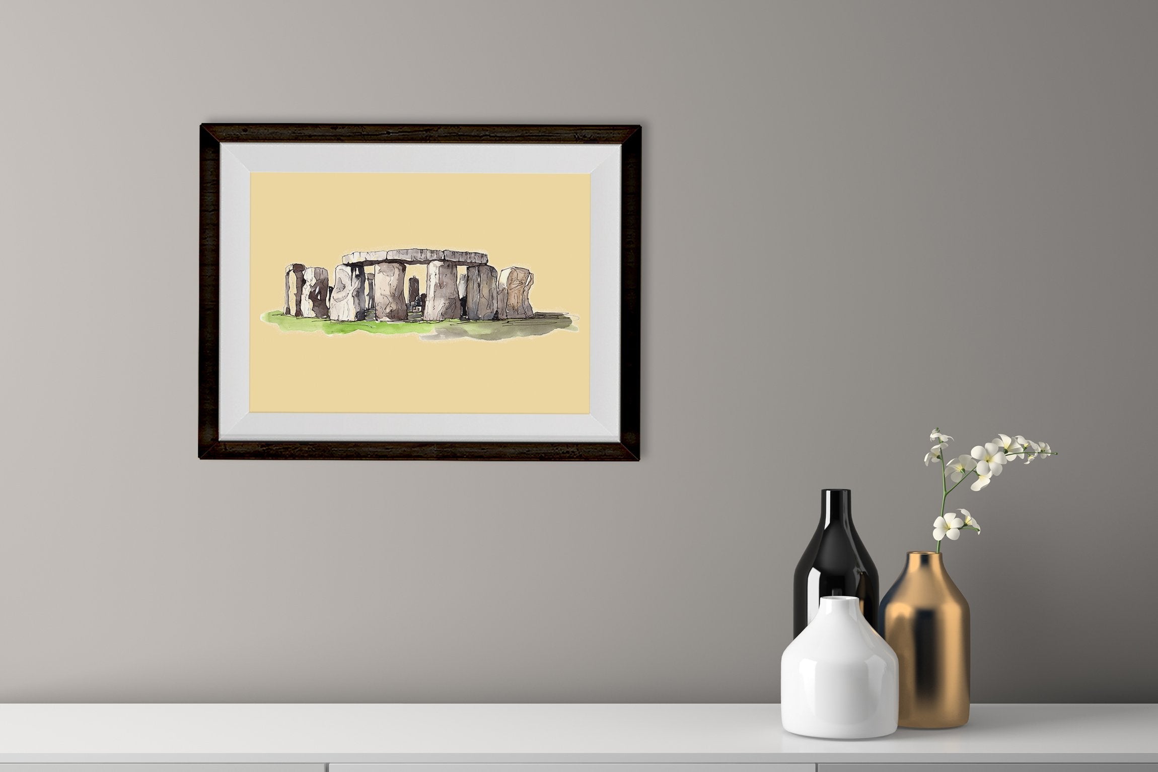 Stonehenge Illustration Painting - Meri Deewar 3 : 2 Horizontal Premium Wall Art Canvas by MeriDeewar
