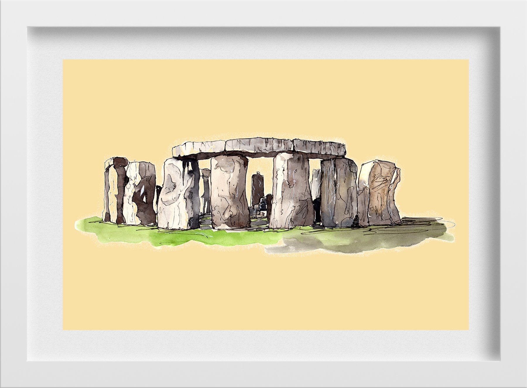 Stonehenge Illustration Painting - Meri Deewar 3 : 2 Horizontal Premium Wall Art Canvas by MeriDeewar