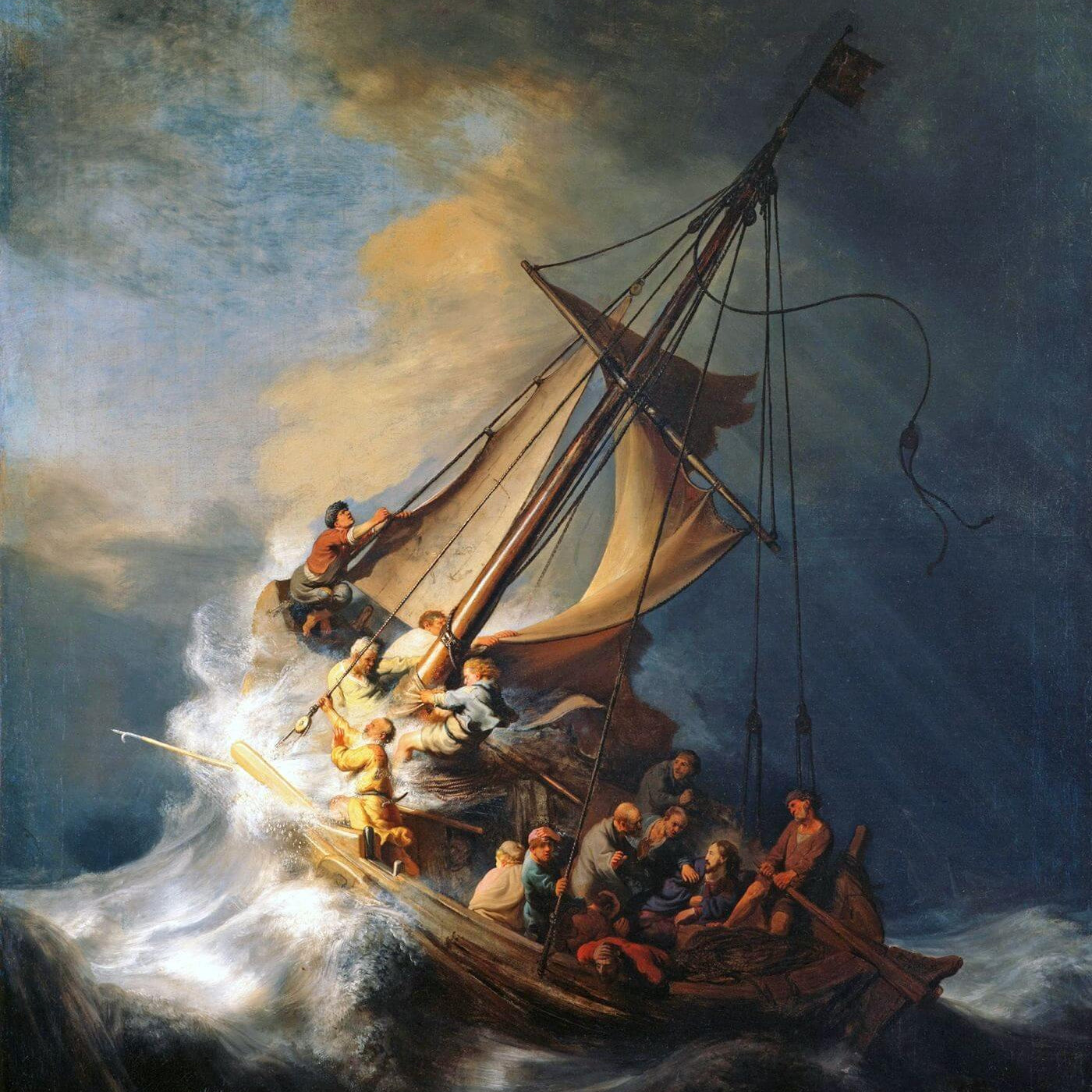 storm of the sea of galilee Painting - Meri Deewar 4 :5 Vertical Premium Wall Art Canvas by MeriDeewar