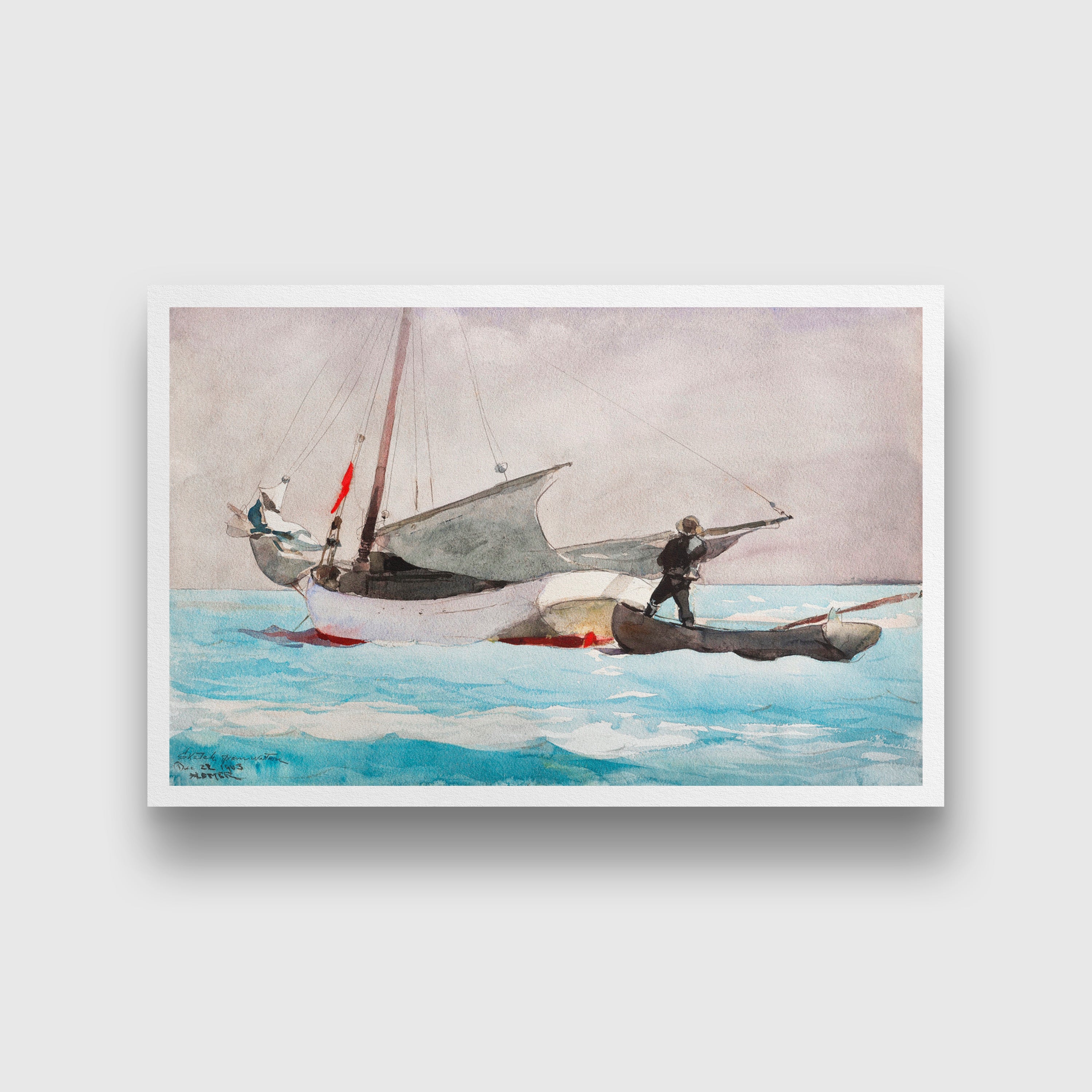 Stowing Sail painting - Meri Deewar 3 : 2 Horizontal Premium Wall Art Canvas by MeriDeewar
