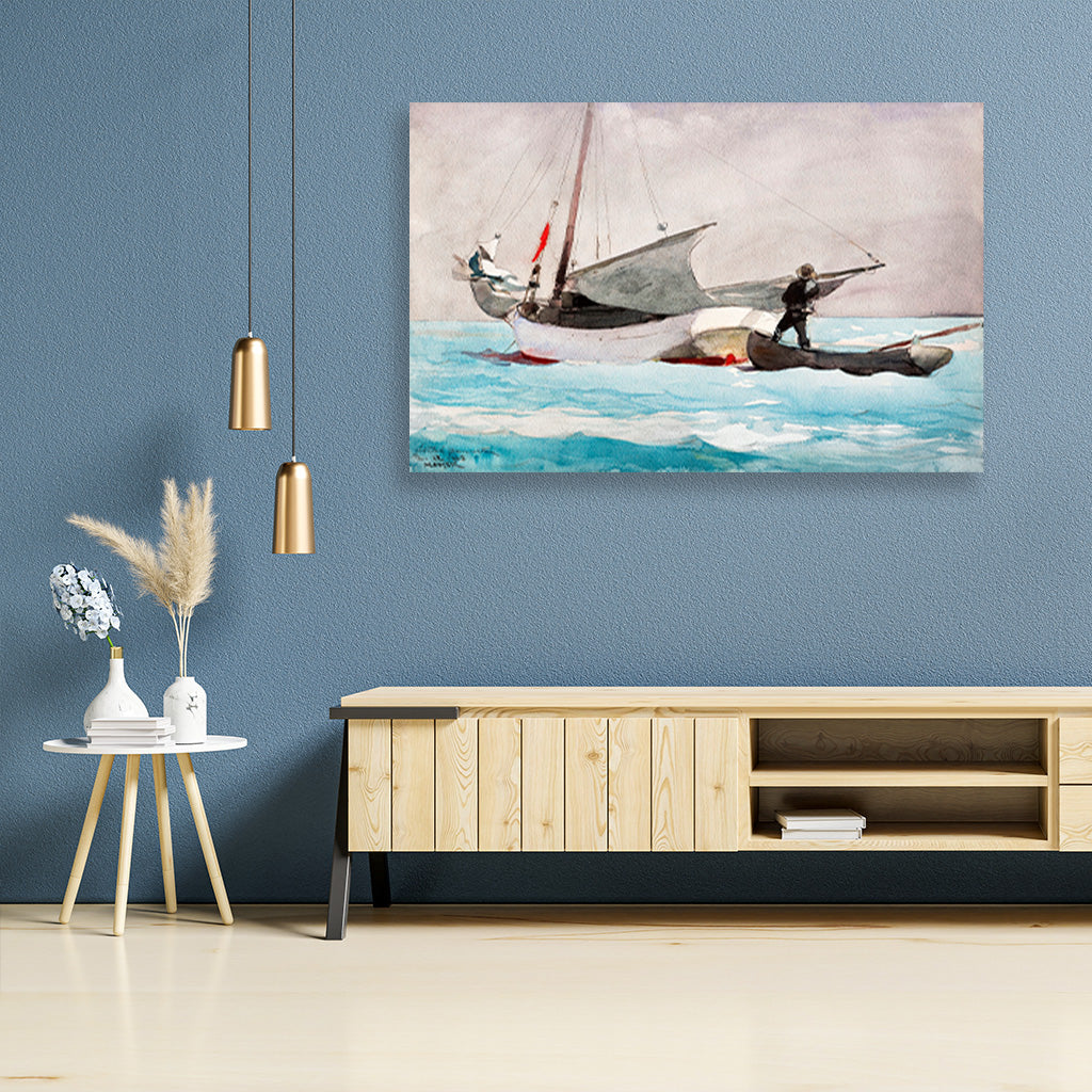 Stowing Sail painting - Meri Deewar 3 : 2 Horizontal Premium Wall Art Canvas by MeriDeewar