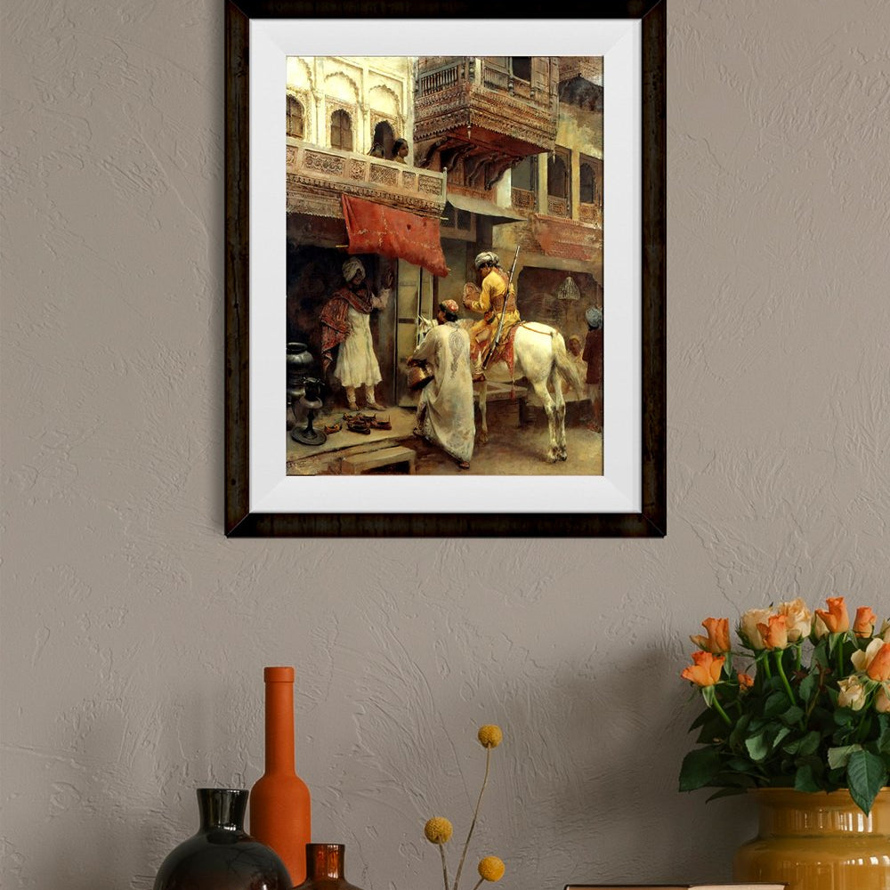 Street and balcony scene Painting - Meri Deewar 5 : 6 Vertical Premium Wall Art Canvas by MeriDeewar