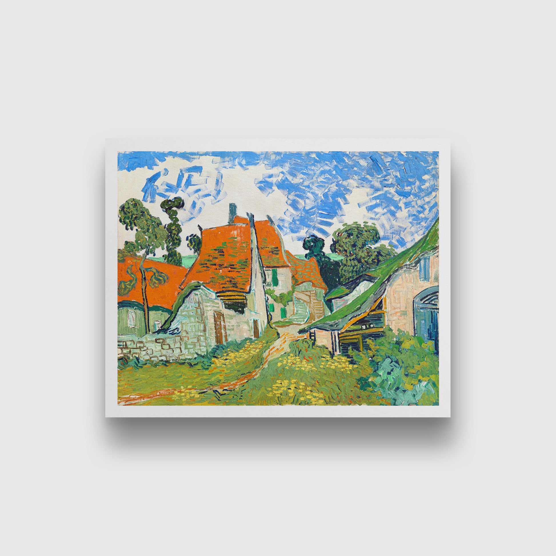 Street in Auvers-sur-Oise (1890) famous landscape painting 4 : 3 Horizontal Premium Wall Art Canvas by MeriDeewar