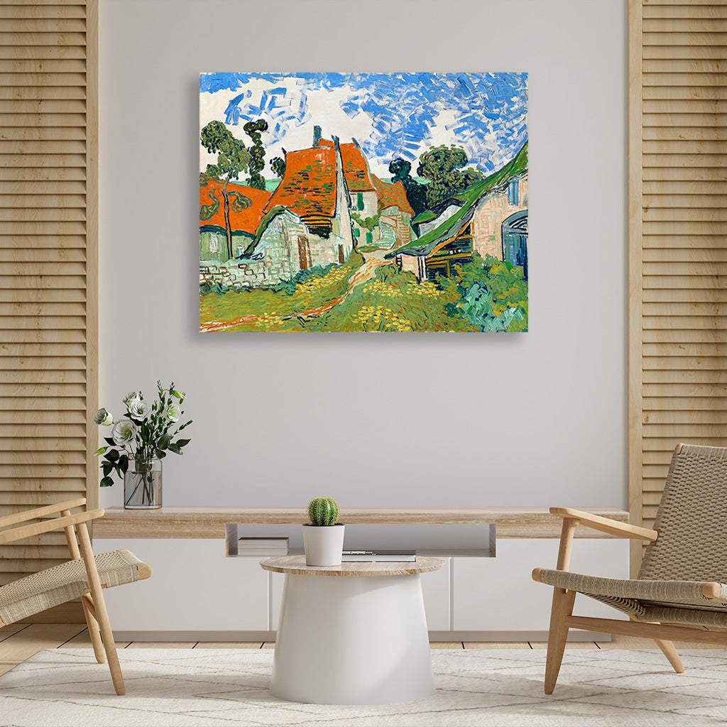 Street in Auvers-sur-Oise (1890) famous landscape painting 4 : 3 Horizontal Premium Wall Art Canvas by MeriDeewar