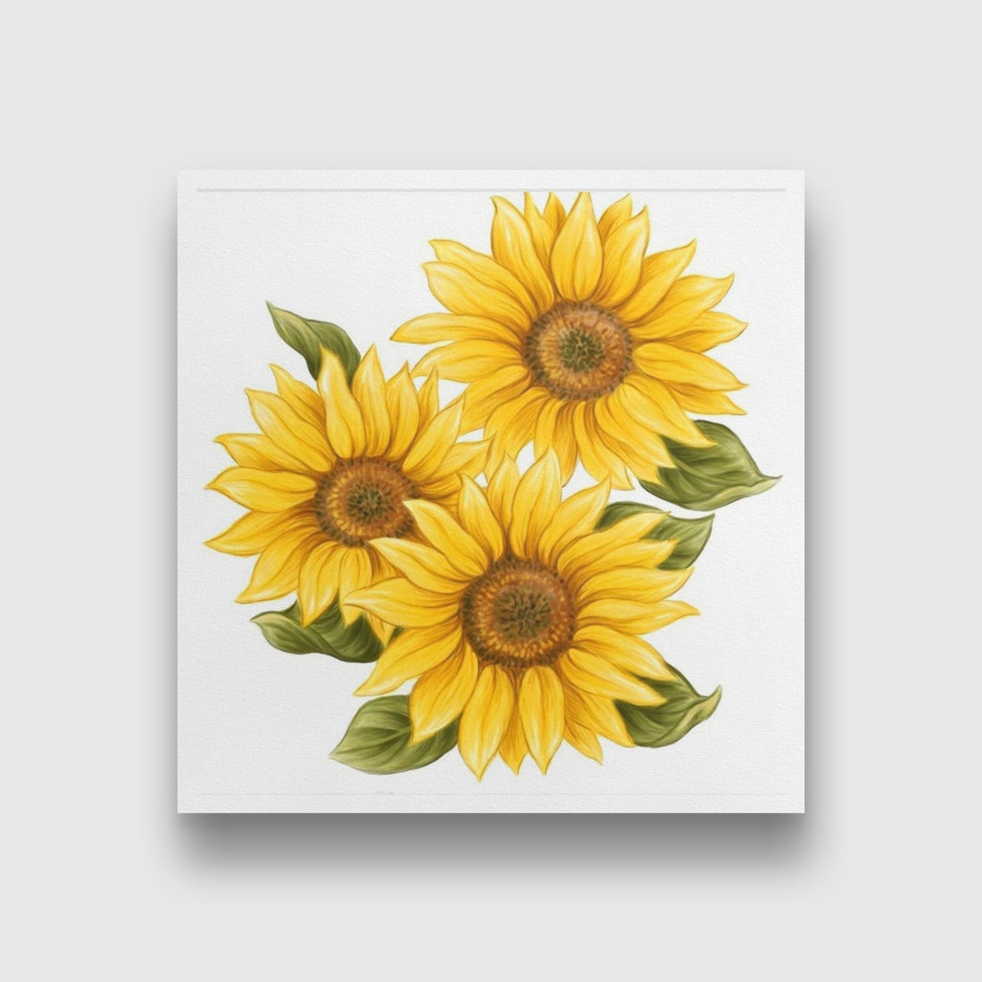 Sun Flower Painting 2 - Meri Deewar 1 : 1 Square Premium Wall Art Canvas by MeriDeewar