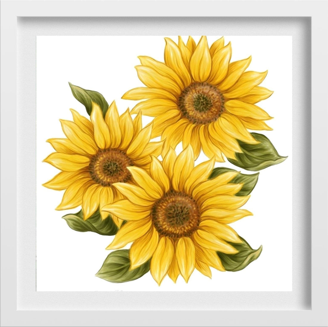 Sun Flower Painting 2 - Meri Deewar 1 : 1 Square Premium Wall Art Canvas by MeriDeewar