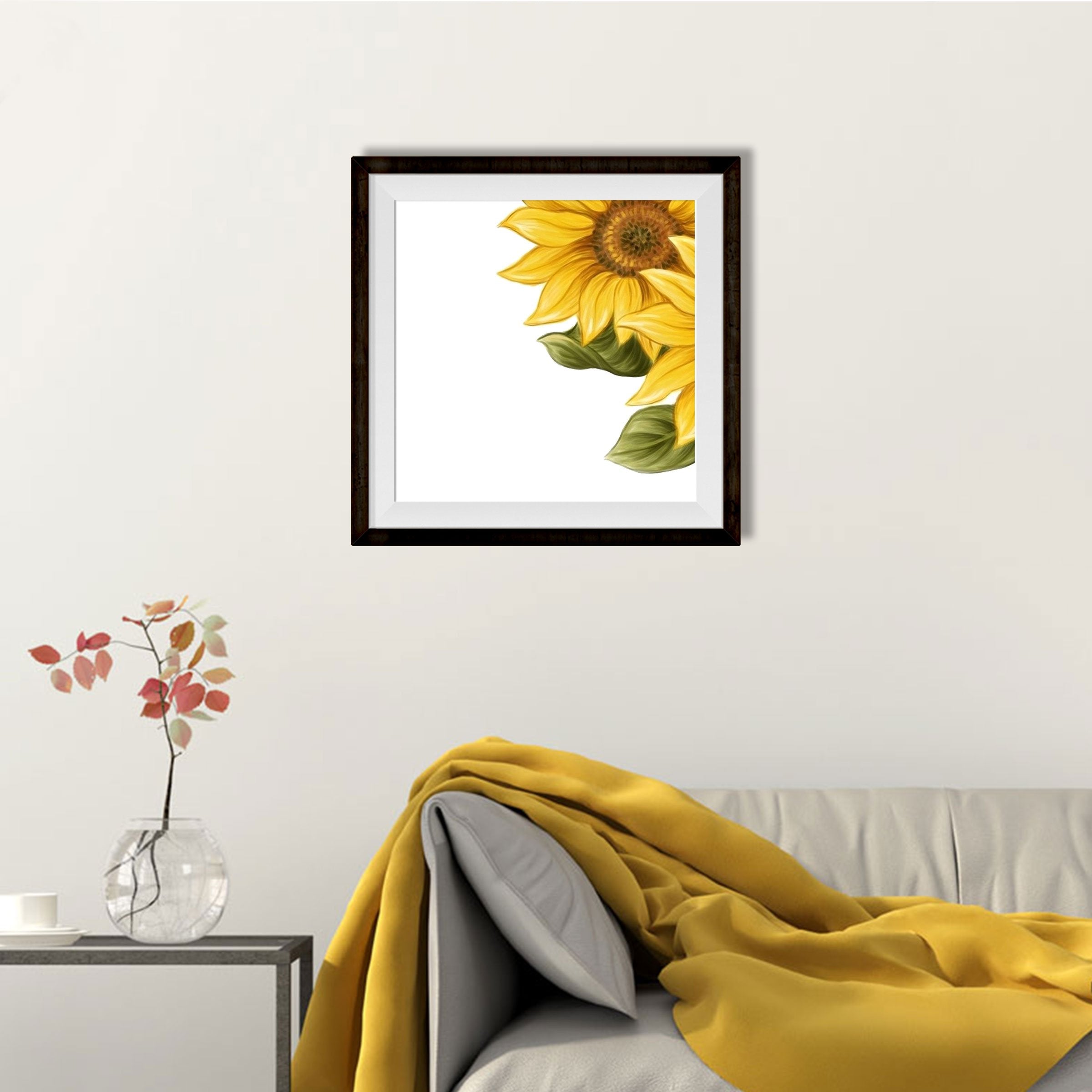 Sun Flower Painting 3 - Meri Deewar 1 : 1 Square Premium Wall Art Canvas by MeriDeewar