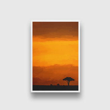 Sunset on the tree Painting - Meri Deewar 2 : 3 Vertical Premium Wall Art Canvas by MeriDeewar