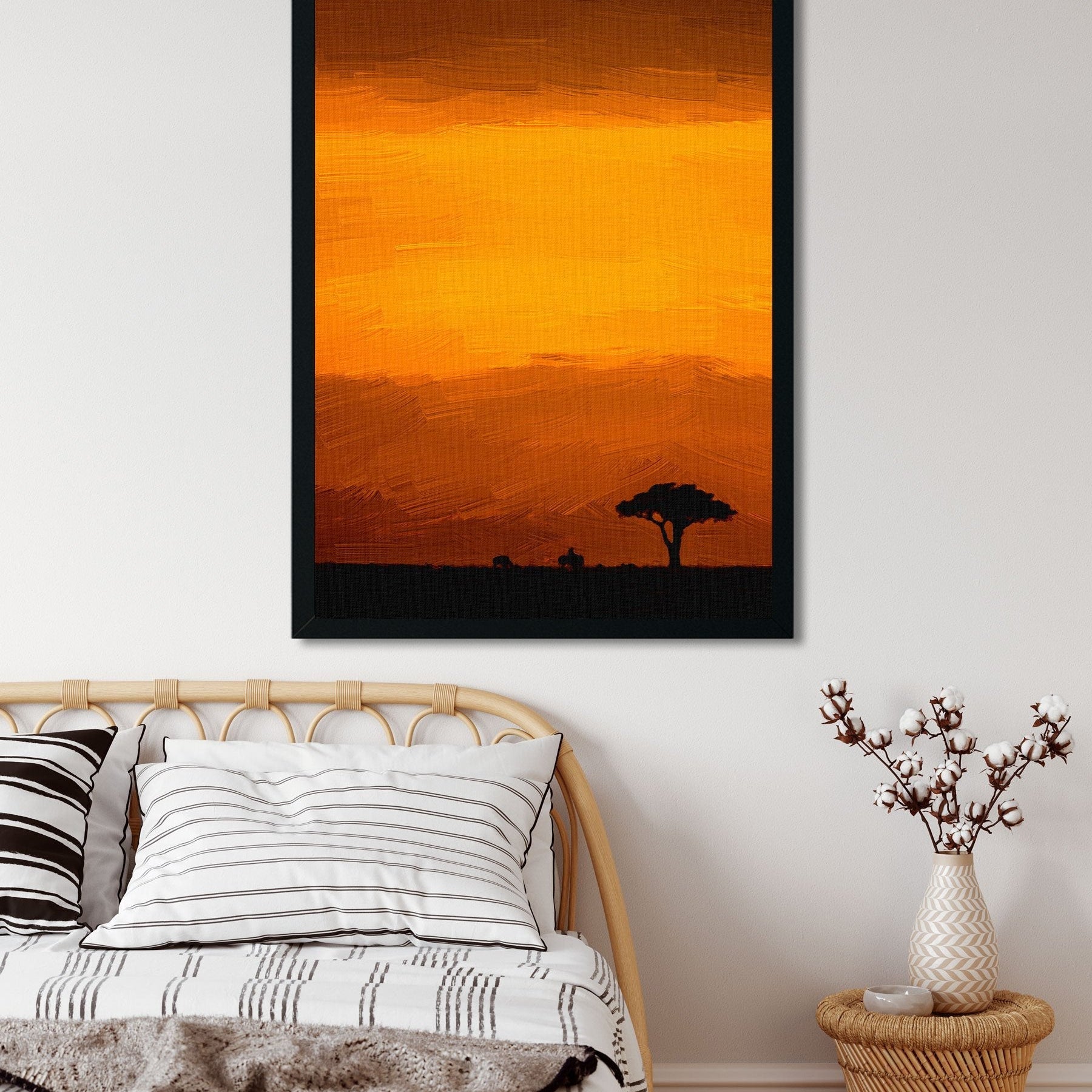 Sunset on the tree Painting - Meri Deewar 2 : 3 Vertical Premium Wall Art Canvas by MeriDeewar