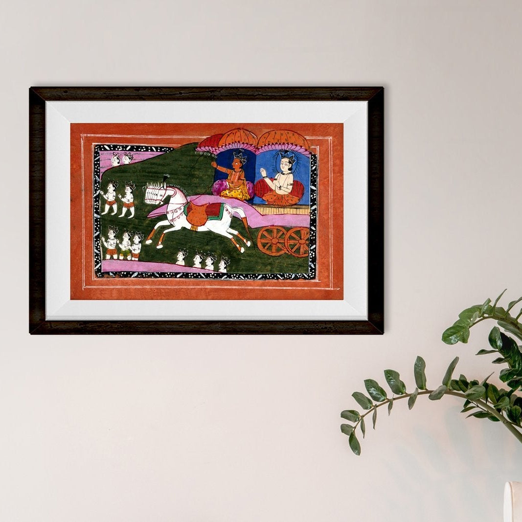 Surya the sun deity driving in his chariot Painting - Meri Deewar 3 : 2 Horizontal Premium Wall Art Canvas by MeriDeewar