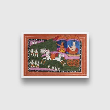 Surya the sun deity driving in his chariot Painting - Meri Deewar 3 : 2 Horizontal Premium Wall Art Canvas by MeriDeewar