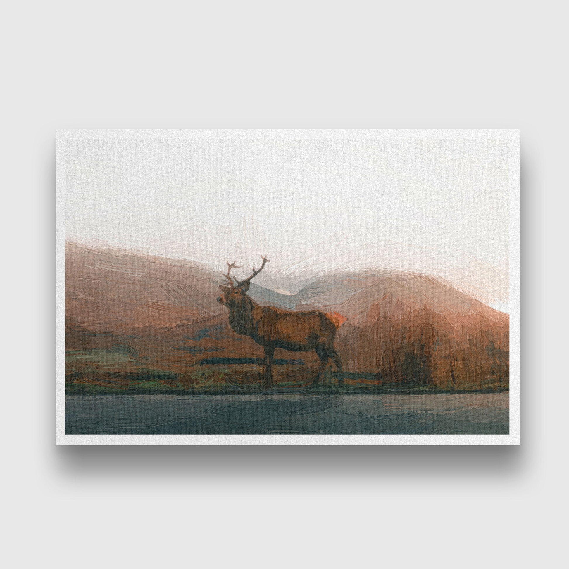 Swamp Dear Painting - Meri Deewar 3 : 2 Horizontal Premium Wall Art Canvas by MeriDeewar