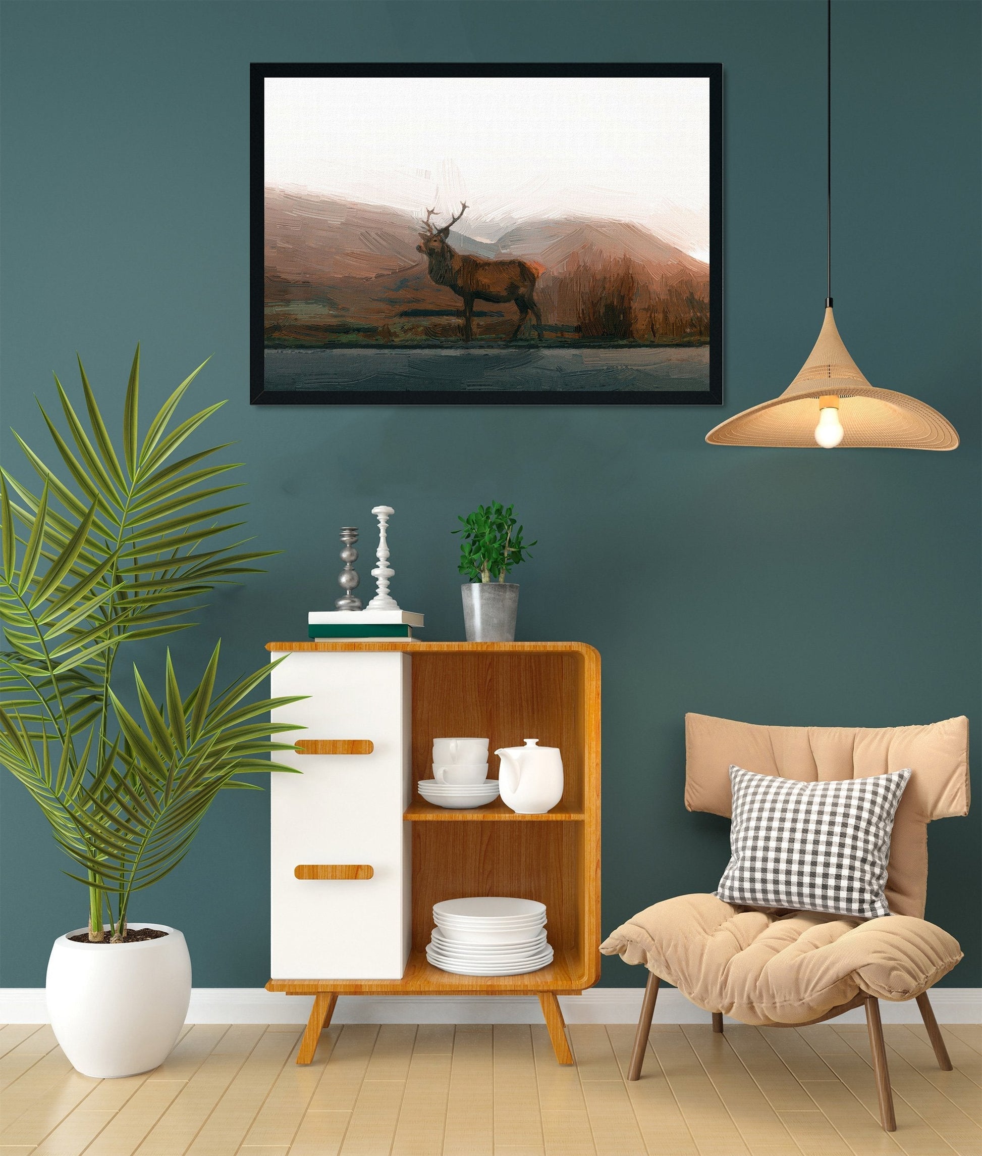 Swamp Dear Painting - Meri Deewar 3 : 2 Horizontal Premium Wall Art Canvas by MeriDeewar