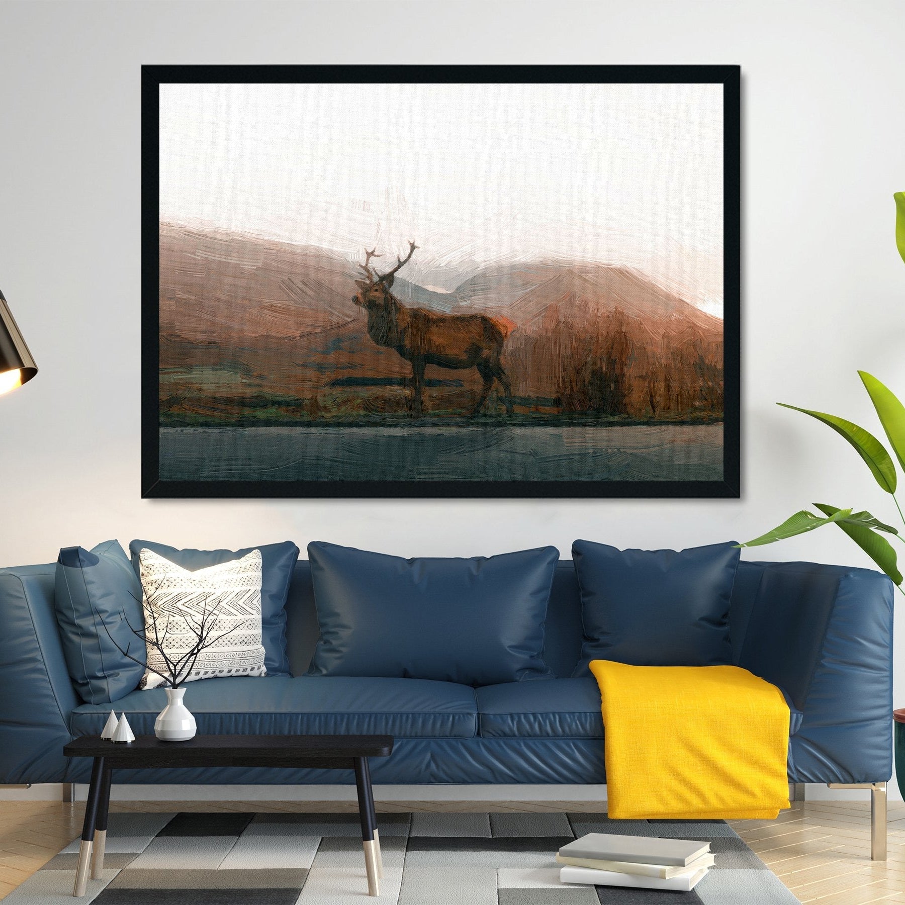 Swamp Dear Painting - Meri Deewar 3 : 2 Horizontal Premium Wall Art Canvas by MeriDeewar