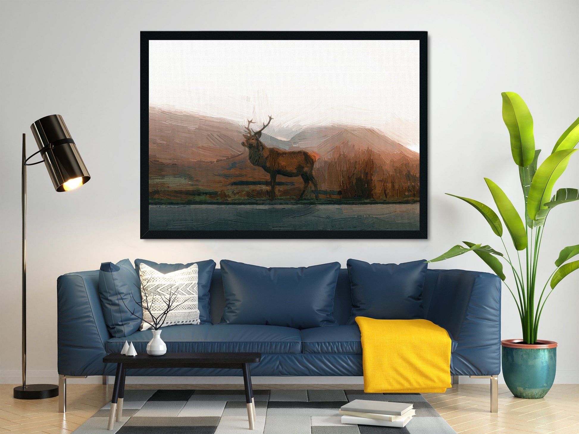 Swamp Dear Painting - Meri Deewar 3 : 2 Horizontal Premium Wall Art Canvas by MeriDeewar