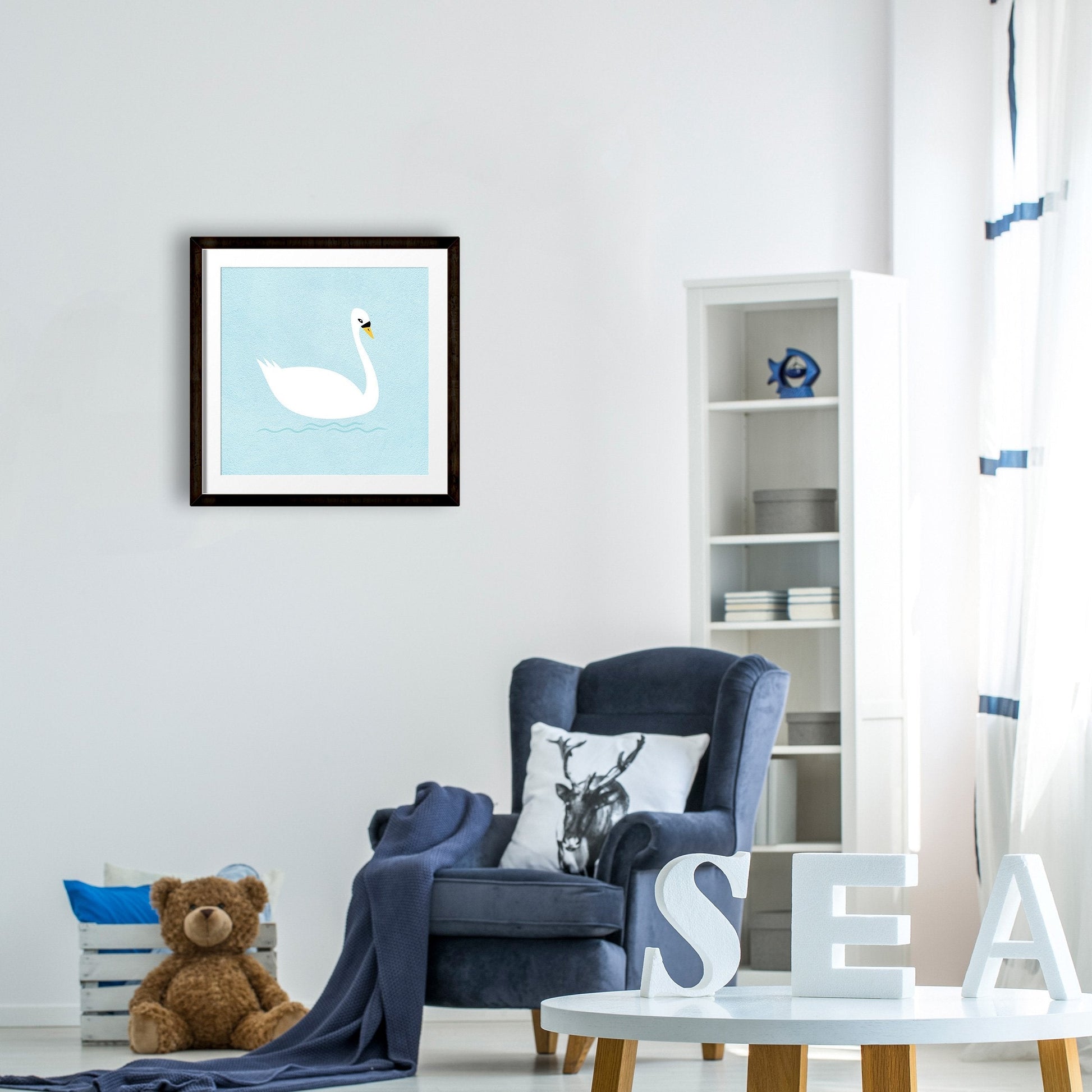 Swan Painting - Meri Deewar 1 : 1 Square Premium Wall Art Canvas by MeriDeewar