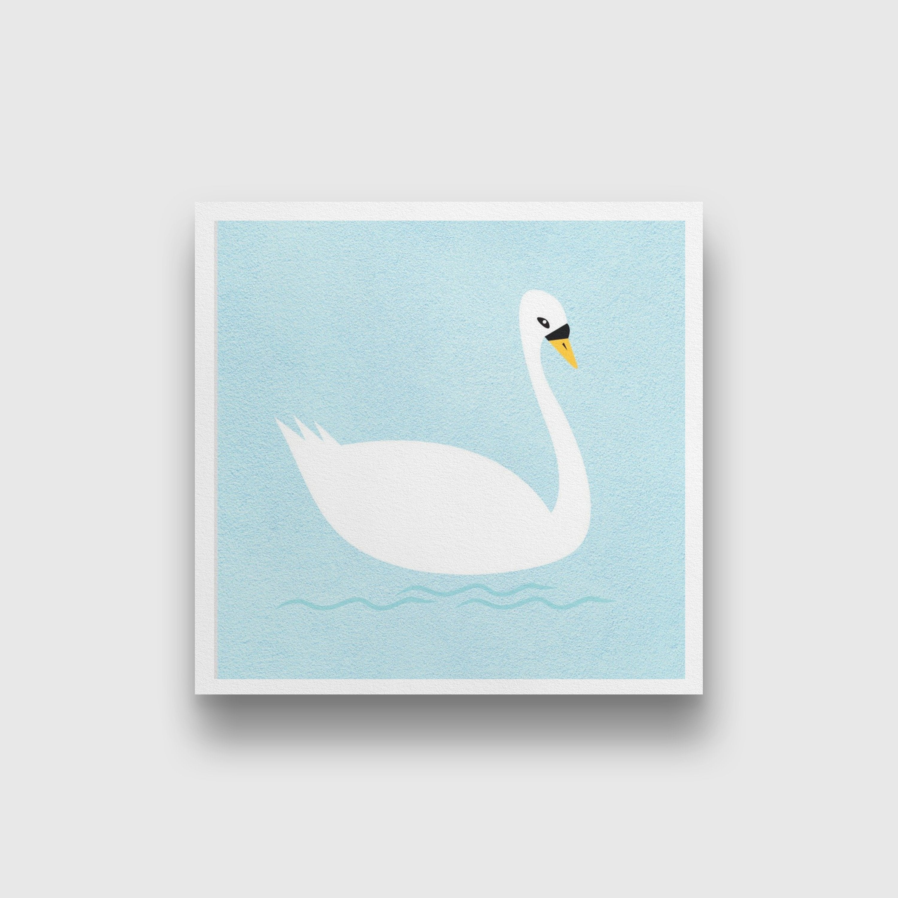 Swan Painting - Meri Deewar 1 : 1 Square Premium Wall Art Canvas by MeriDeewar