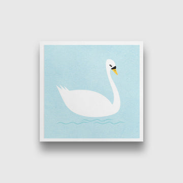 Swan Painting - Meri Deewar 1 : 1 Square Premium Wall Art Canvas by MeriDeewar