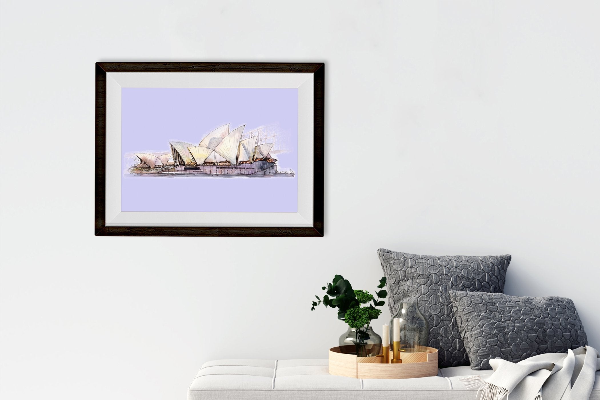 Sydney Opera House Illustration Painting - Meri Deewar 3 : 2 Horizontal Premium Wall Art Canvas by MeriDeewar