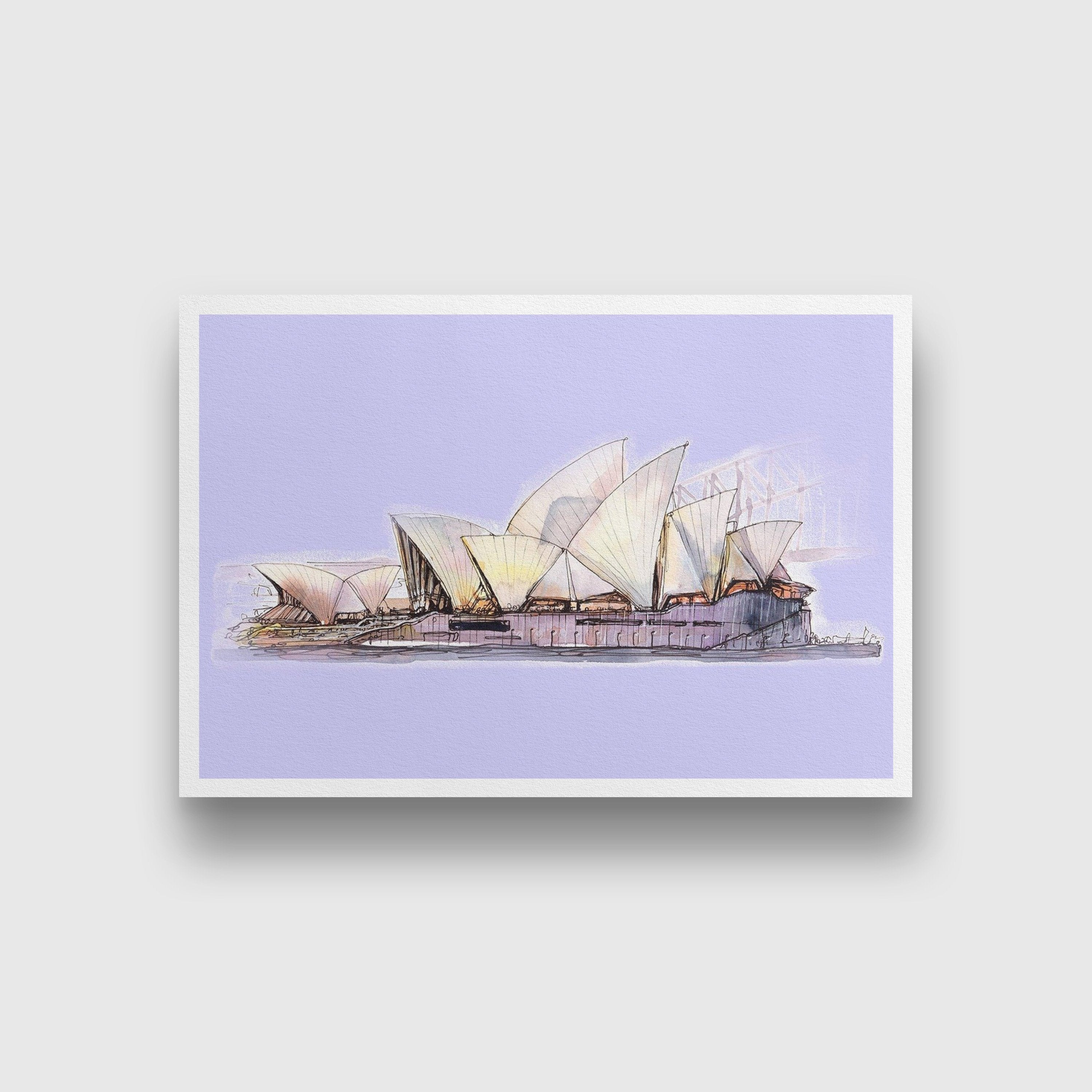 Sydney Opera House Illustration Painting - Meri Deewar 3 : 2 Horizontal Premium Wall Art Canvas by MeriDeewar