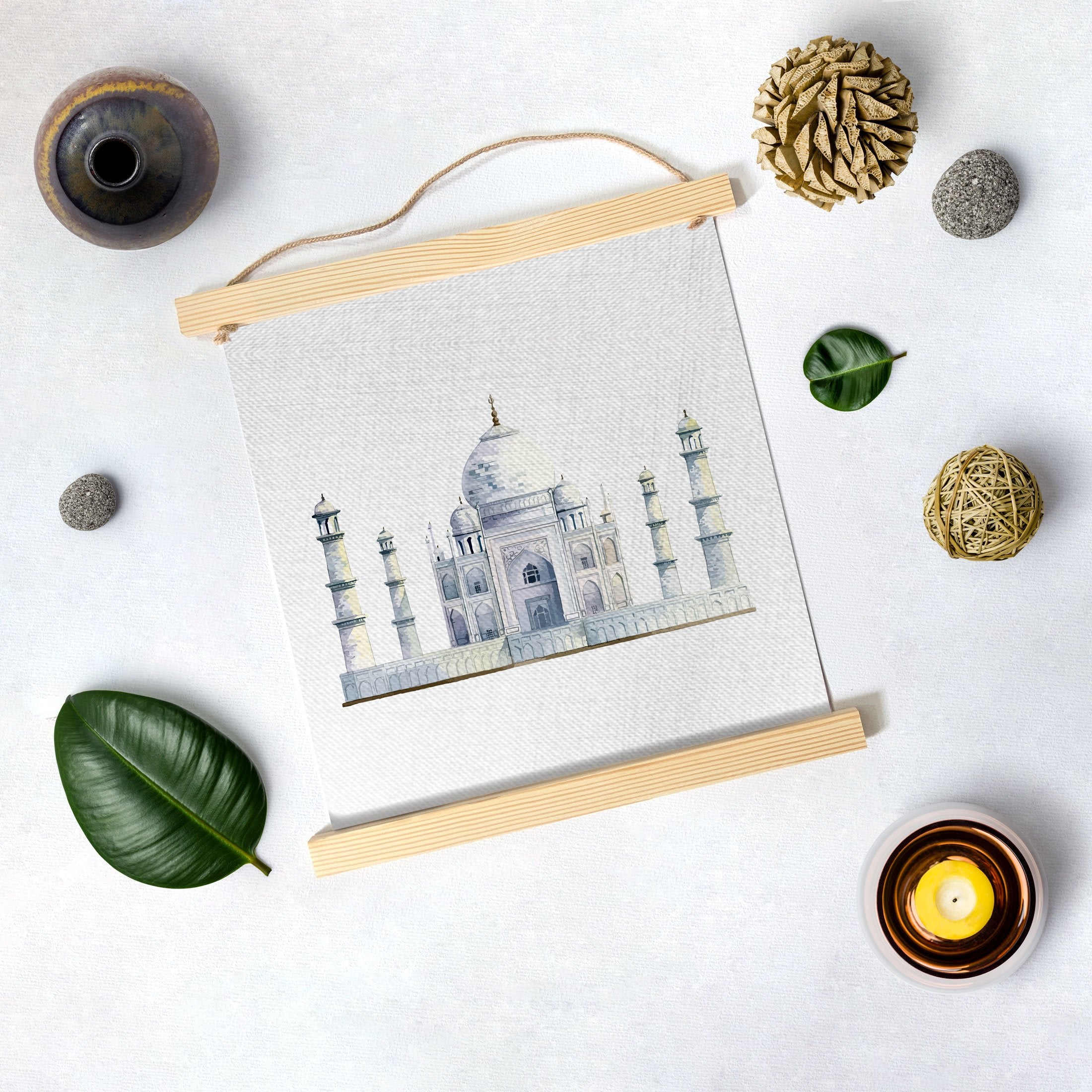 Taj-Mahal Hanging Canvas Painting - Meri Deewar Hanging Canvas Premium Wall Art Canvas by MeriDeewar