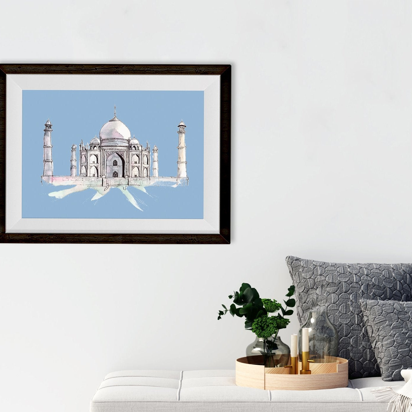 Taj Mahal Illustration Painting - Meri Deewar 3 : 2 Horizontal Premium Wall Art Canvas by MeriDeewar