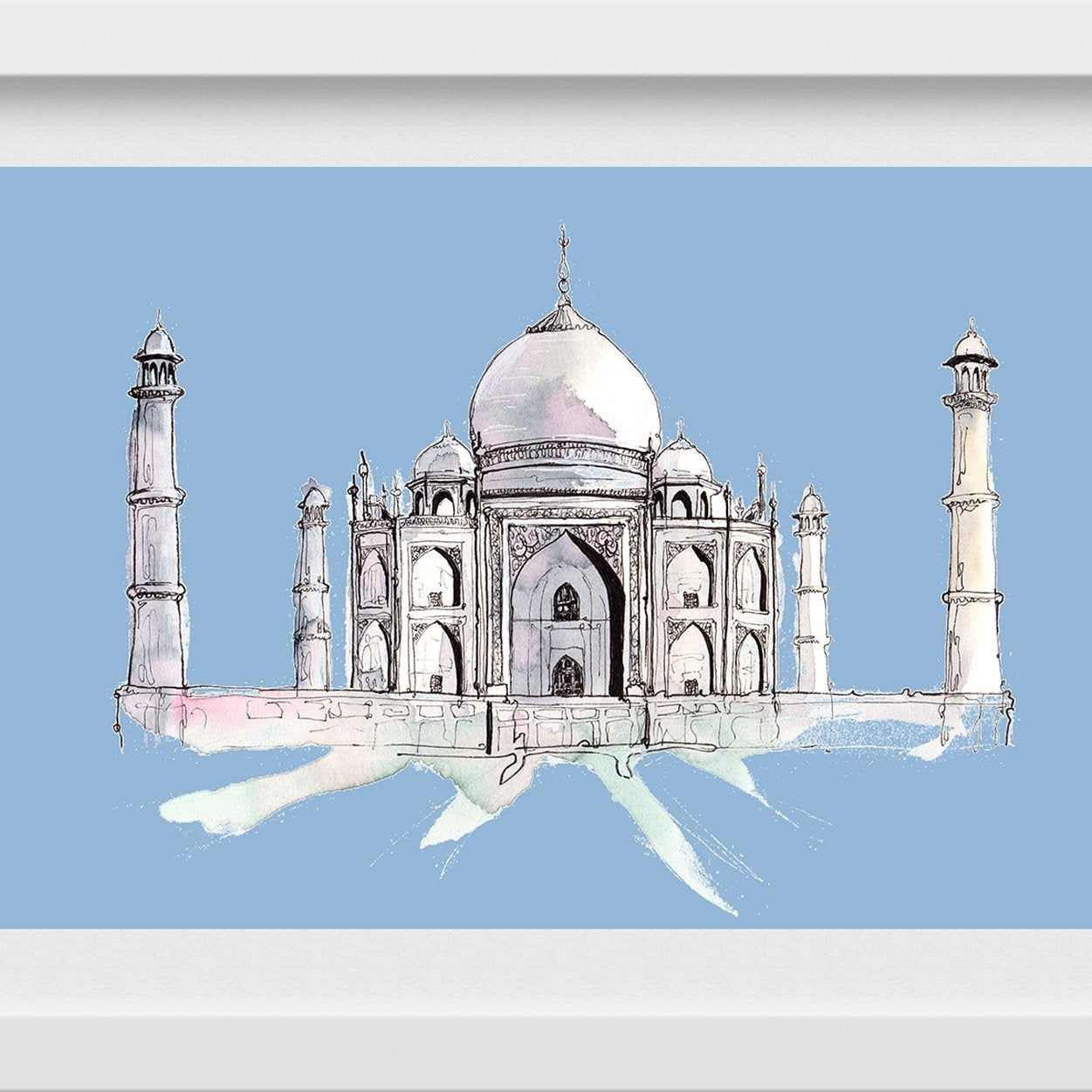 Taj Mahal Illustration Painting - Meri Deewar 3 : 2 Horizontal Premium Wall Art Canvas by MeriDeewar