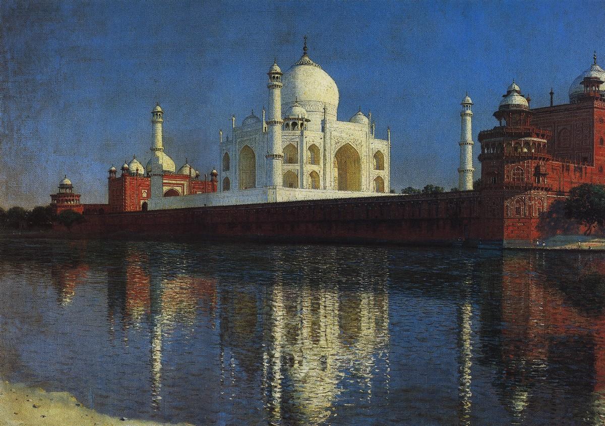 Taj mahal mausoleum Painting - Meri Deewar 4 : 3 Horizontal Premium Wall Art Canvas by MeriDeewar