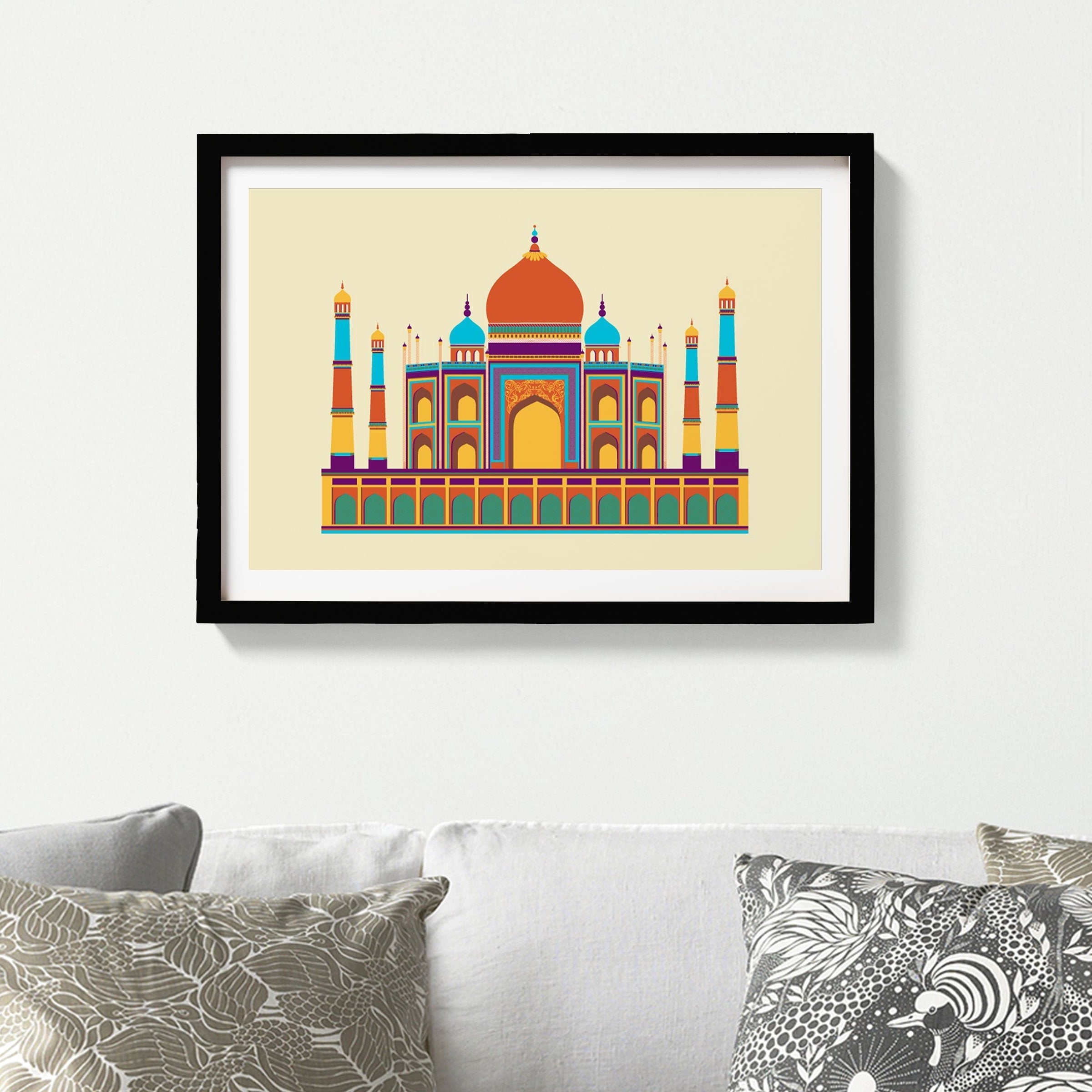 Taj Mahal Monument India Painting - Meri Deewar 3 : 2 Horizontal Premium Wall Art Canvas by MeriDeewar