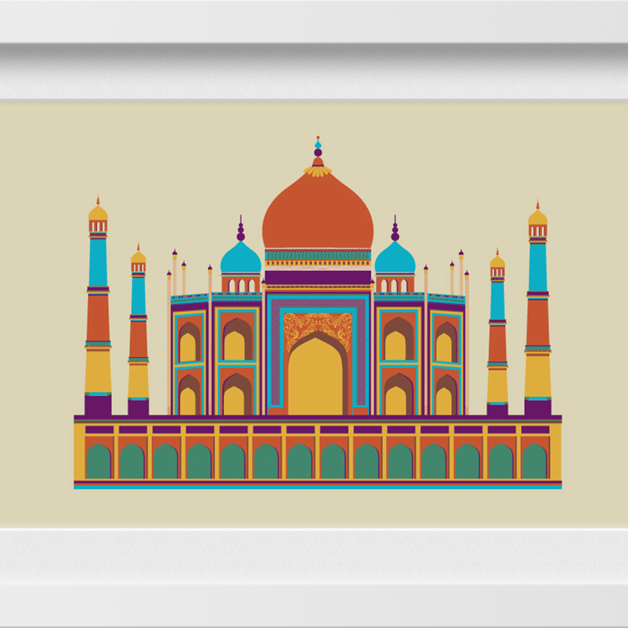Taj Mahal Monument India Painting - Meri Deewar 3 : 2 Horizontal Premium Wall Art Canvas by MeriDeewar