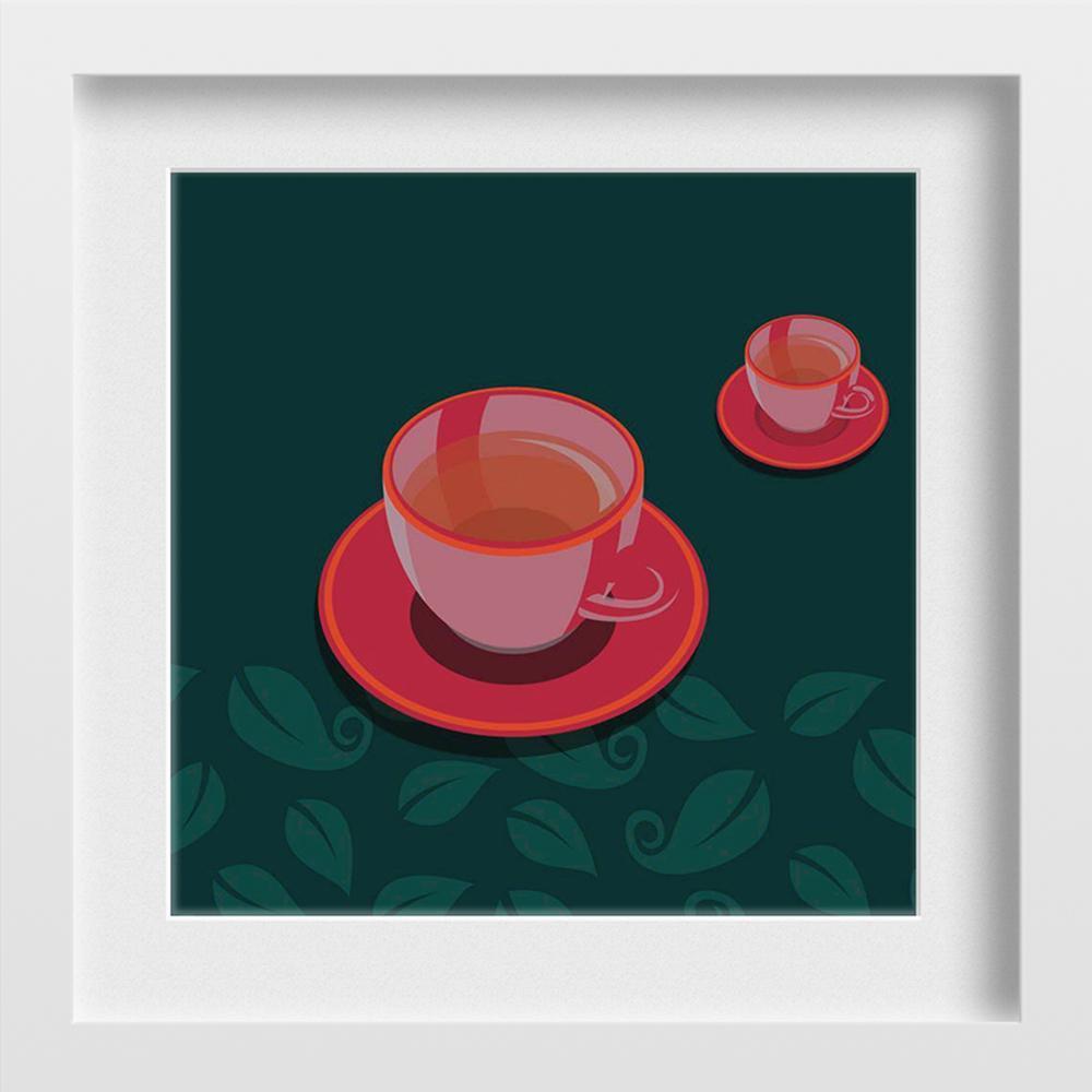 Tea cup Kitchen Art Painting - Meri Deewar 1 : 1 Square Premium Wall Art Canvas by MeriDeewar