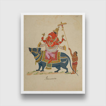 Thajavur Ganesha Painting 3 : 4 Vertical Premium Wall Art Canvas by MeriDeewar