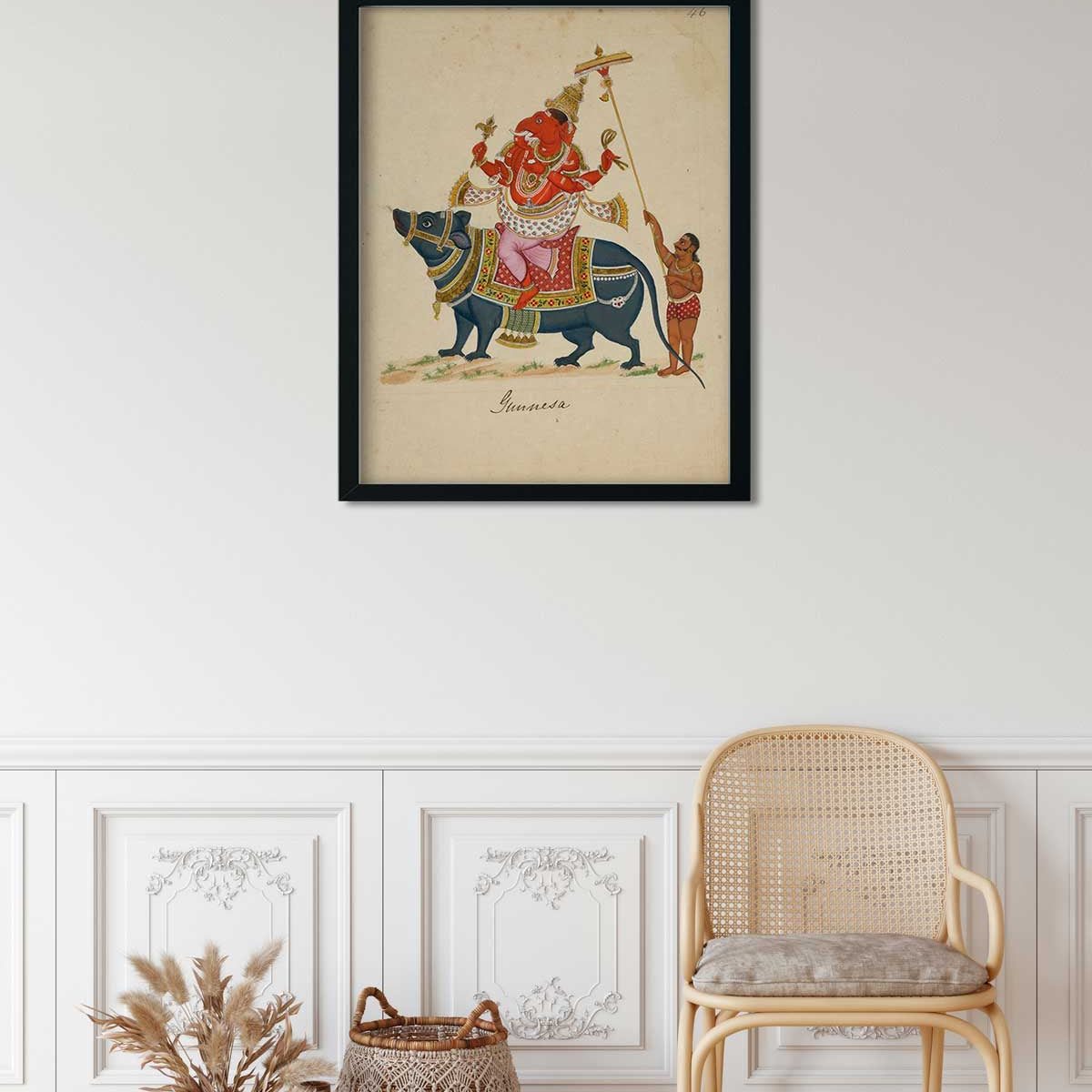 Thajavur Ganesha Painting 3 : 4 Vertical Premium Wall Art Canvas by MeriDeewar