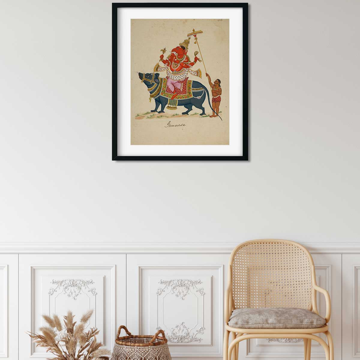 Thajavur Ganesha Painting 3 : 4 Vertical Premium Wall Art Canvas by MeriDeewar